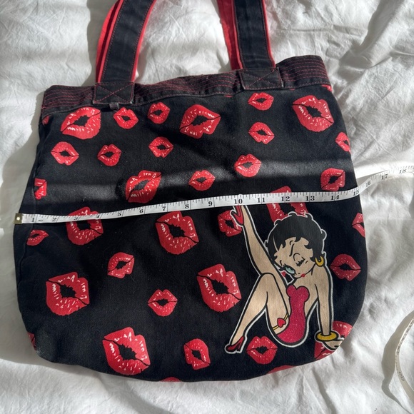 Vintage Betty Boop Tote Bag – Red Lip Print Kiss Graphic Y2K Punk Rock - Picture 10 of 11